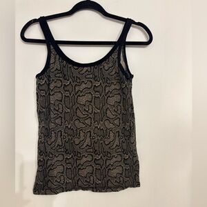 Women's Black and Tan Sleeveless Tank Top